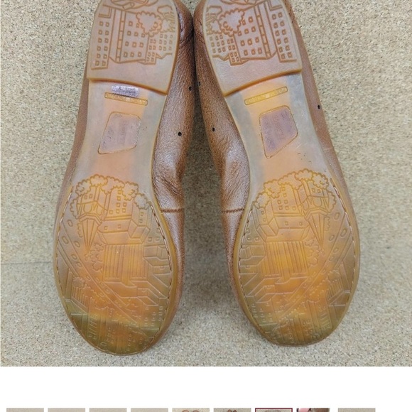 Born Womens Brown Leather Polka Dot Cutout Round Toe Slip On Ballet Flats Size 9 - Picture 5 of 5